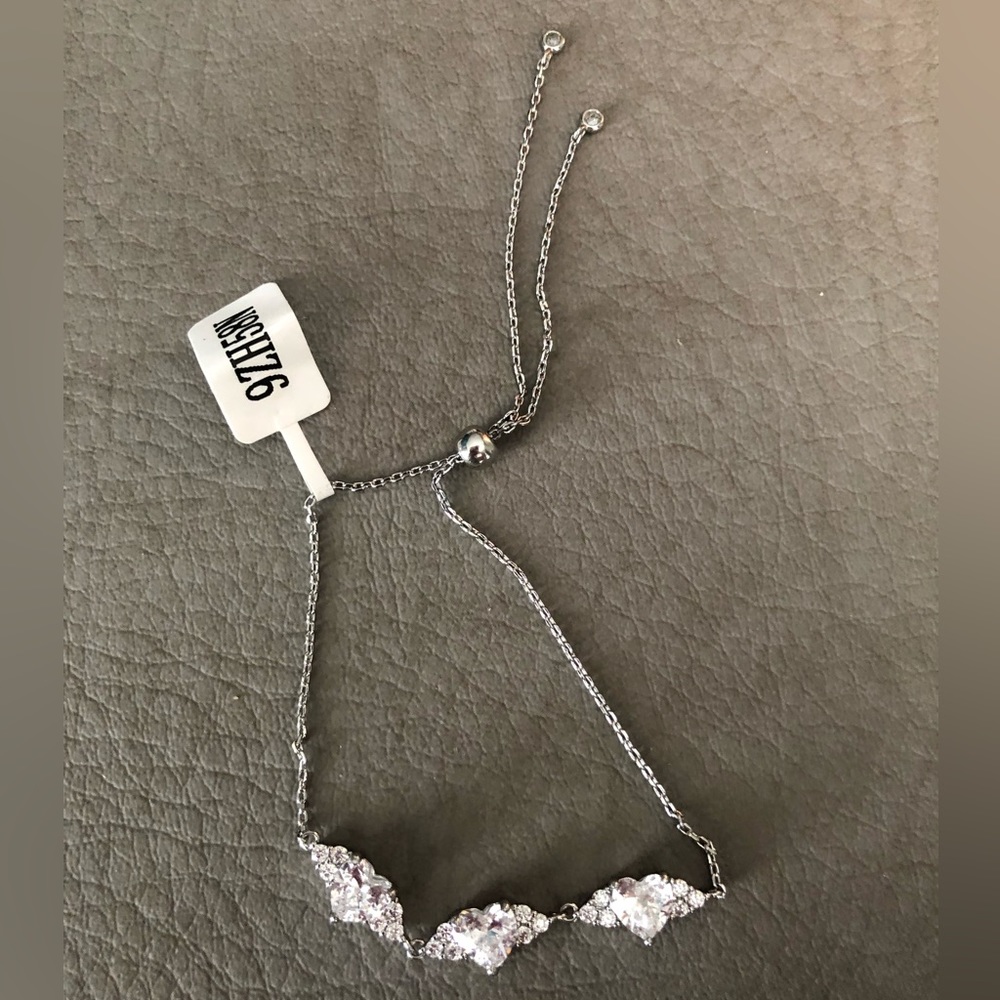 Charmed Aroma | Silver Adjustable Bracelet with Heart Shaped Stones